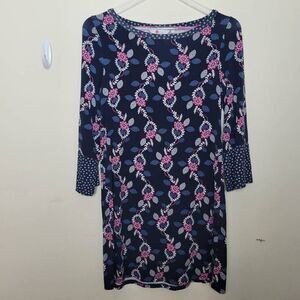 Boden Amy Jersey Tunic Dress in Navy Floral Stamped Vine Size 4R